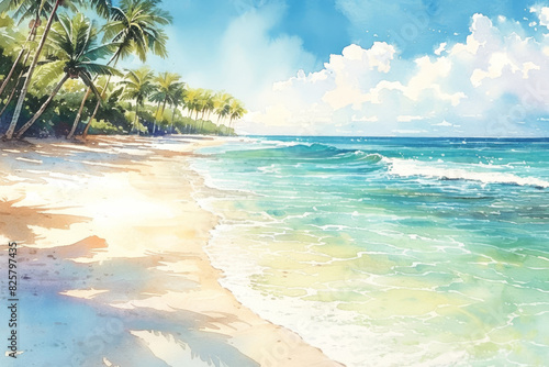 Wallpaper Mural Tranquil Tropical Beach with Crystal Clear Water and Palm Trees Under Clear Blue Sky Torontodigital.ca