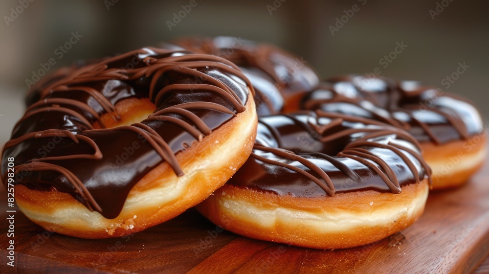 The delectable flavor of chocolate adds a delightful touch to tasty donuts The delectable flavor of chocolate adds a delightful touch to tasty donuts