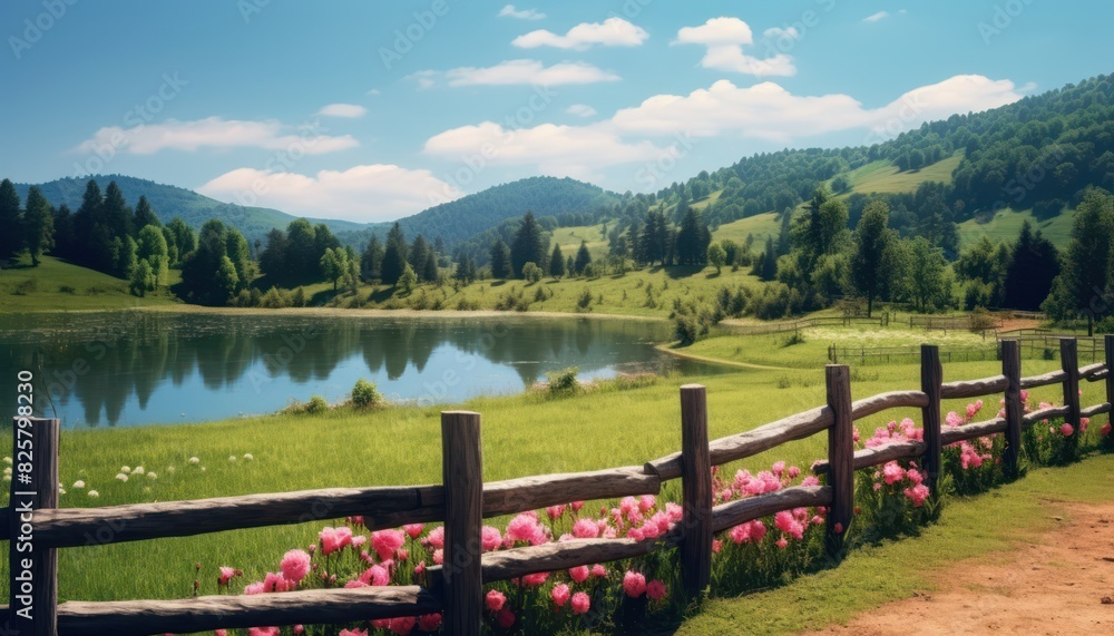 A stunning spring day landscaping views of fertile land surrounded beautiful green vegetation, wide stretches of hills and mountains with clear skies in spring