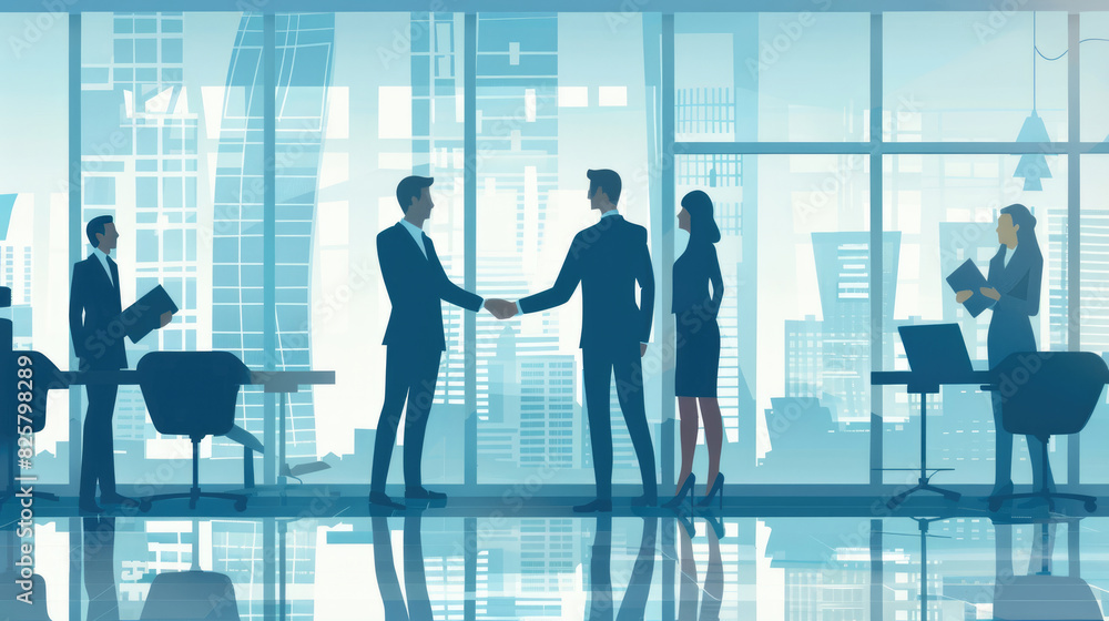 Obraz premium llustration of Businesspeople Shaking Hands in Agreement