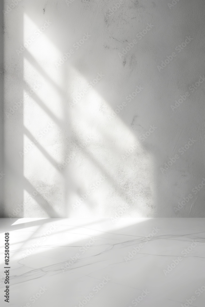 Obraz premium Sunlight casting shadows on white wall