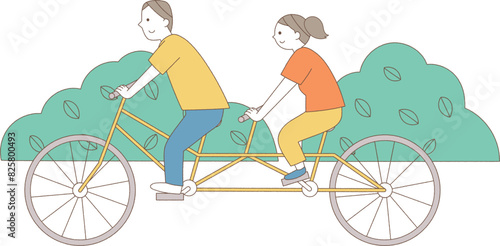 サイクリングをする男女