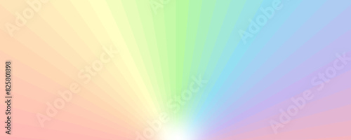 下から放射線状に広がる36色のレインボーグラデーションのバナー、ヘッダーデザイン