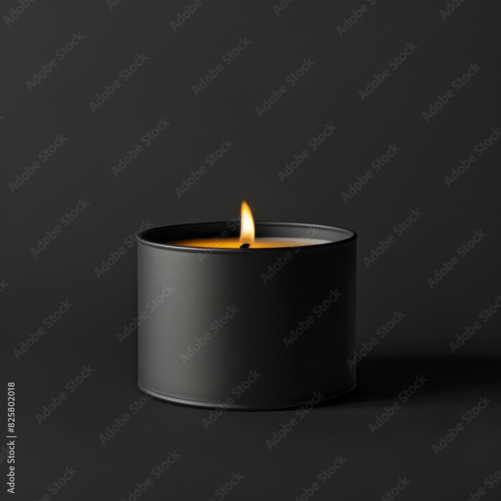 Stylish Black Candle Mockup with Copyspace for Spa and Relaxation Stylish Black Candle Mockup with Copyspace for Spa and Relaxation