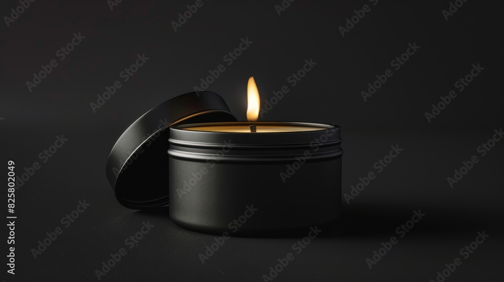 Modern Black Candle Mockup with Copyspace for Spa and Relaxation