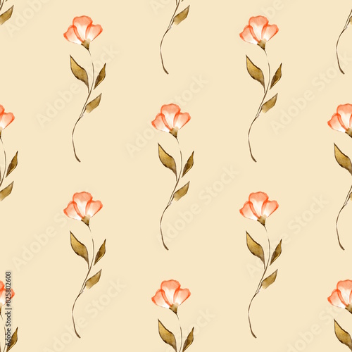 Pattern of watercolor rose flowers. Blue striped background.