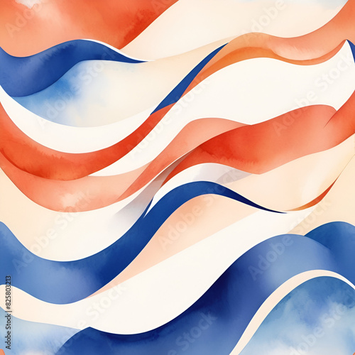Abstract blue,ornage,white color dutch flag watercolor style illustration. photo