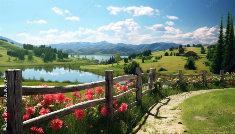 A stunning spring day landscaping views of fertile land surrounded beautiful green vegetation, wide stretches of hills and mountains with clear skies in spring A stunning spring day landscaping views of fertile land surrounded beautiful green vegetation, wide stretches of hills and mountains with clear skies in spring