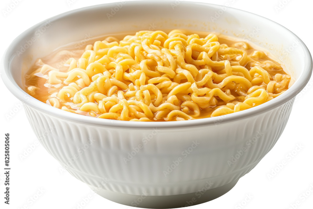 Steaming hot bowl of instant ramen noodles isolated on transparent background. Steaming hot bowl of instant ramen noodles isolated on transparent background.