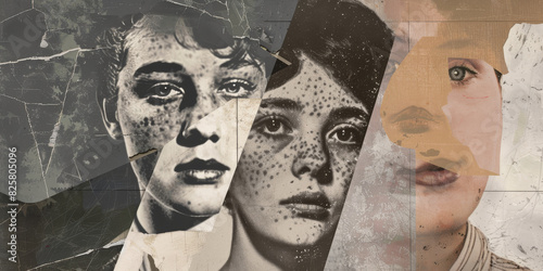 Wallpaper Mural Vintage Collage with Distressed Texture and Portrait Overlays Torontodigital.ca