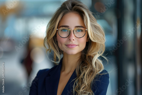 A portrait of an elegant businesswoman with glasses. Created with Ai