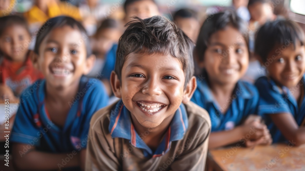 Little primary school students have fun learning in the classroom. Little primary school students have fun learning in the classroom.