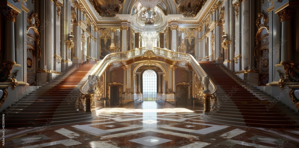 © Irfanan - Expansive empty room featuring majestic gold ceiling and ornate trim. Extravagant interior concept © Irfanan - Expansive empty room featuring majestic gold ceiling and ornate trim. Extravagant interior concept