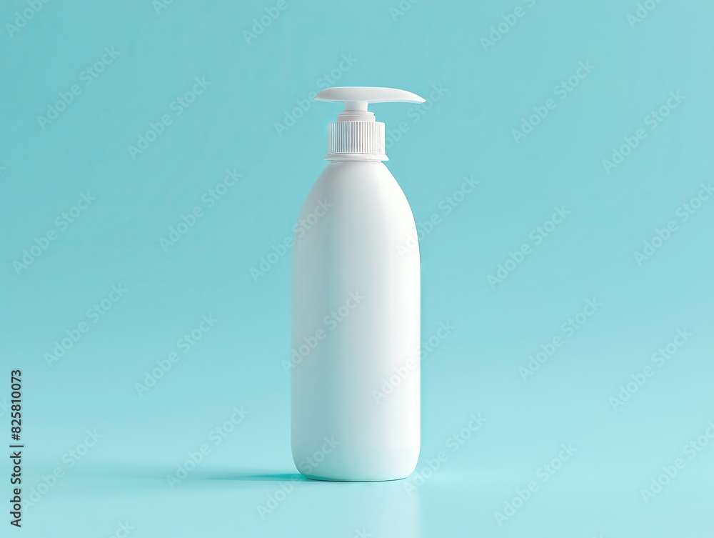 White plastic bottle with cap on blue background. White plastic bottle with cap on blue background.