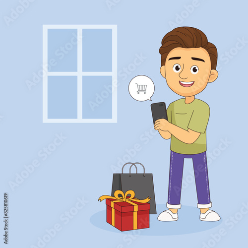 Man using phone for shopping online with e-commerce