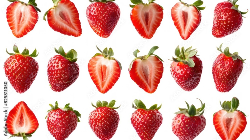 Set of ripe strawberries