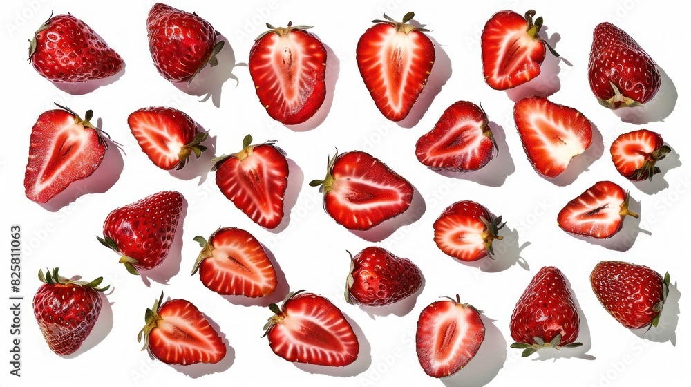 Set of ripe strawberries Set of ripe strawberries