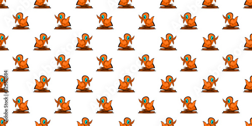 Pattern of Orange Color Cartoon Bird Art
