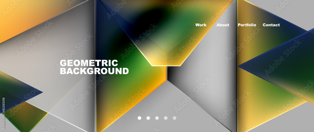 Metal triangles with colorful bright triangles. Geometric modern minimalist design template Metal triangles with colorful bright triangles. Geometric modern minimalist design template