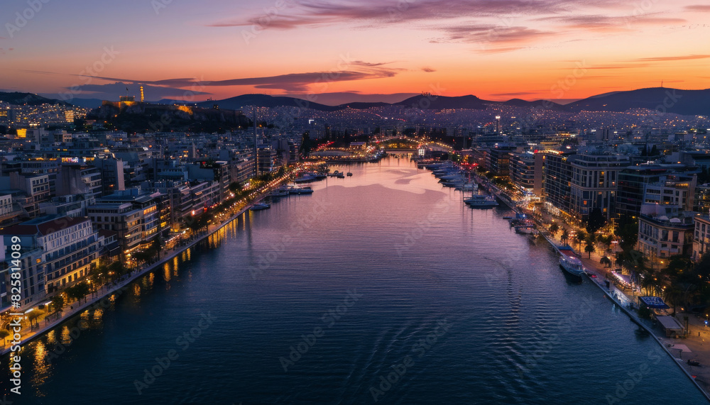 Fototapeta premium sunset over the river