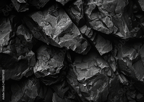 Black rocks background, texture. Created with Ai photo