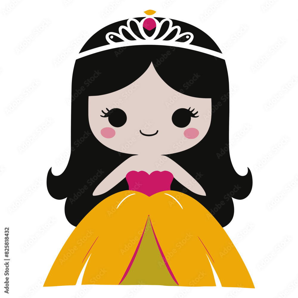 Princess cartoon character, isolated on white