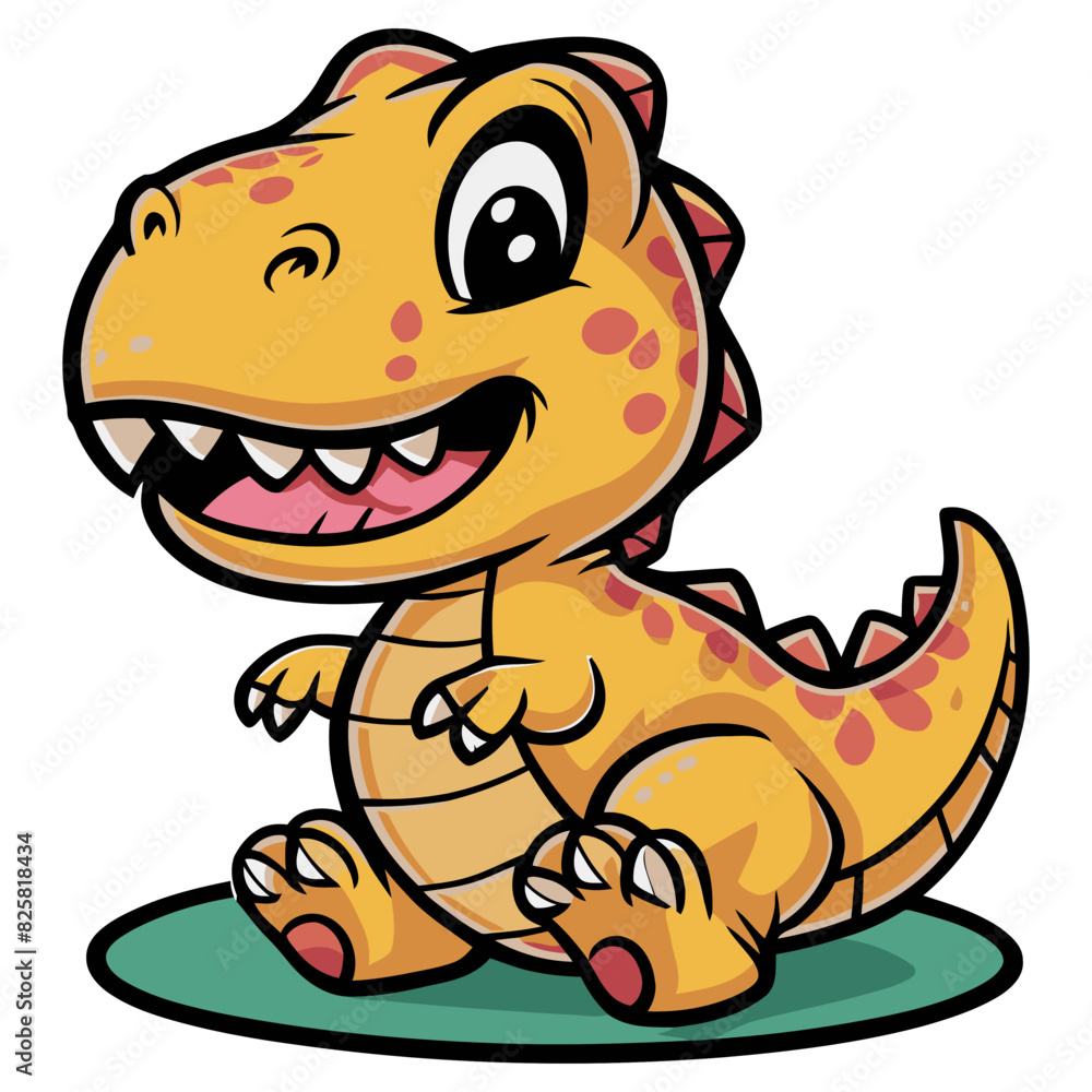Cute cartoon dino, isolated on white