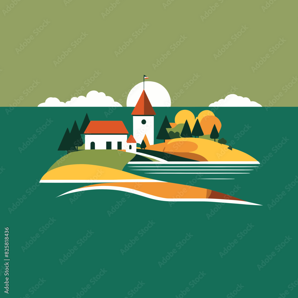 House on the river for logo design