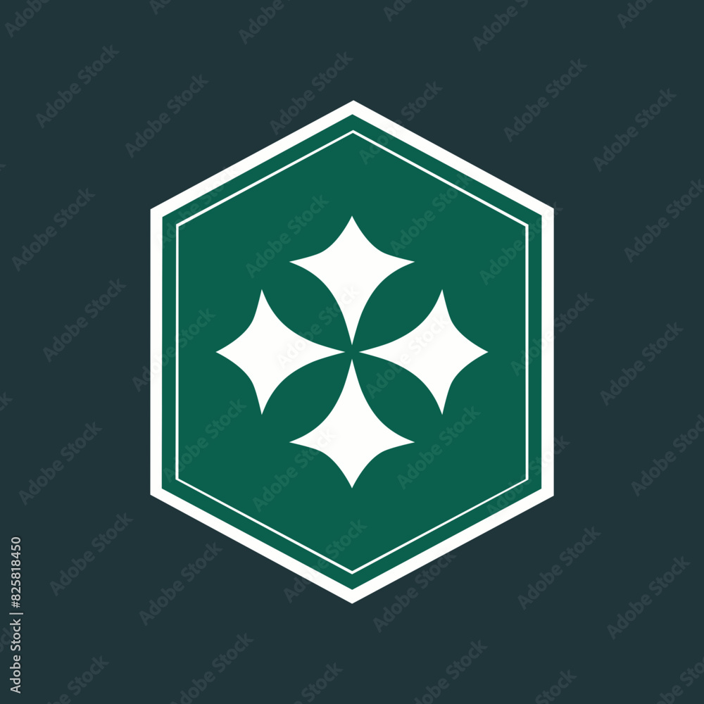 White fleur de lis on green rhombus