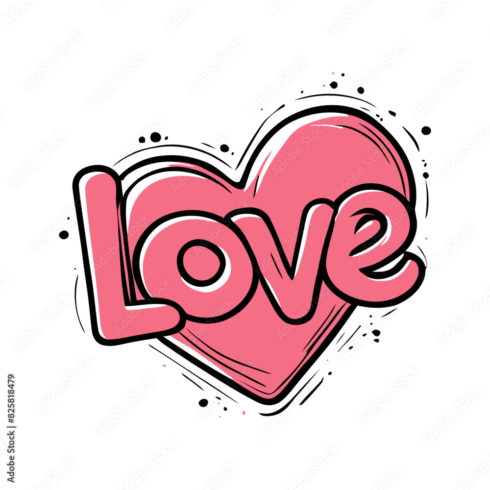 Pink heart with Love text