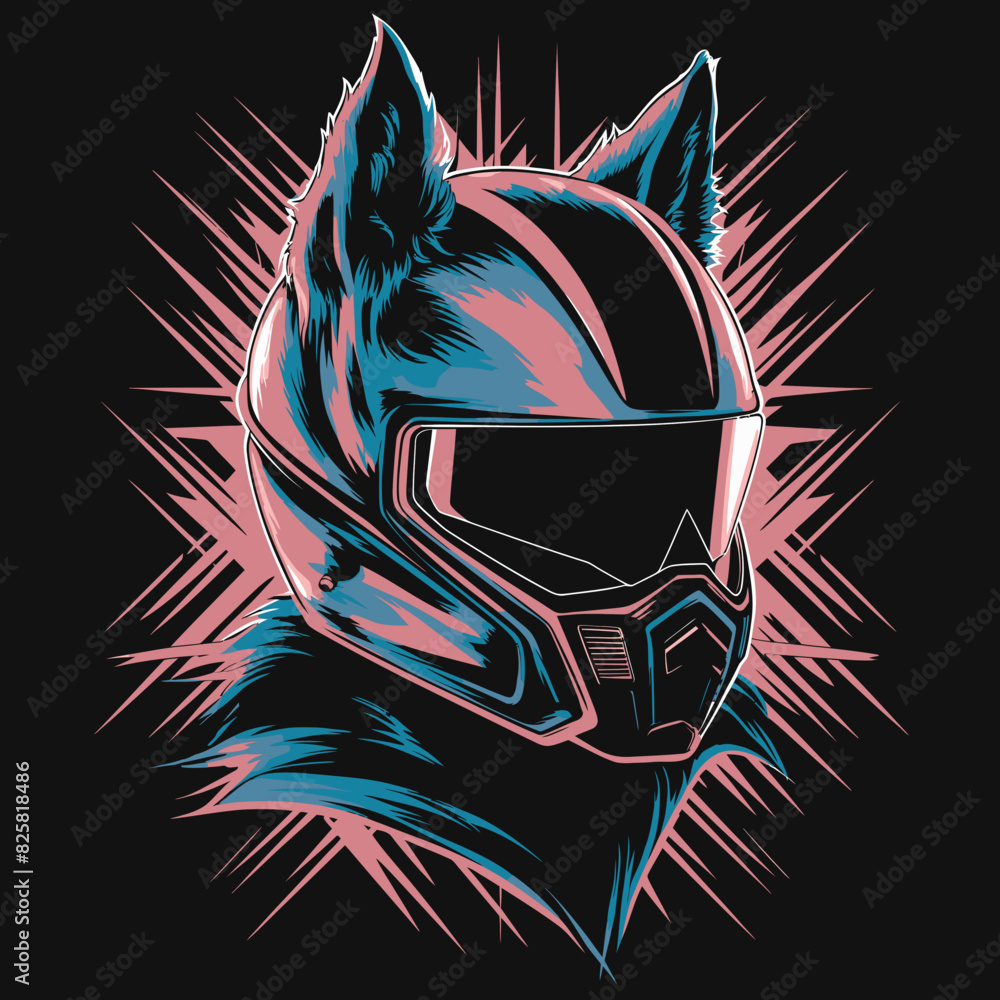 Abstract racing helmet with cat ears