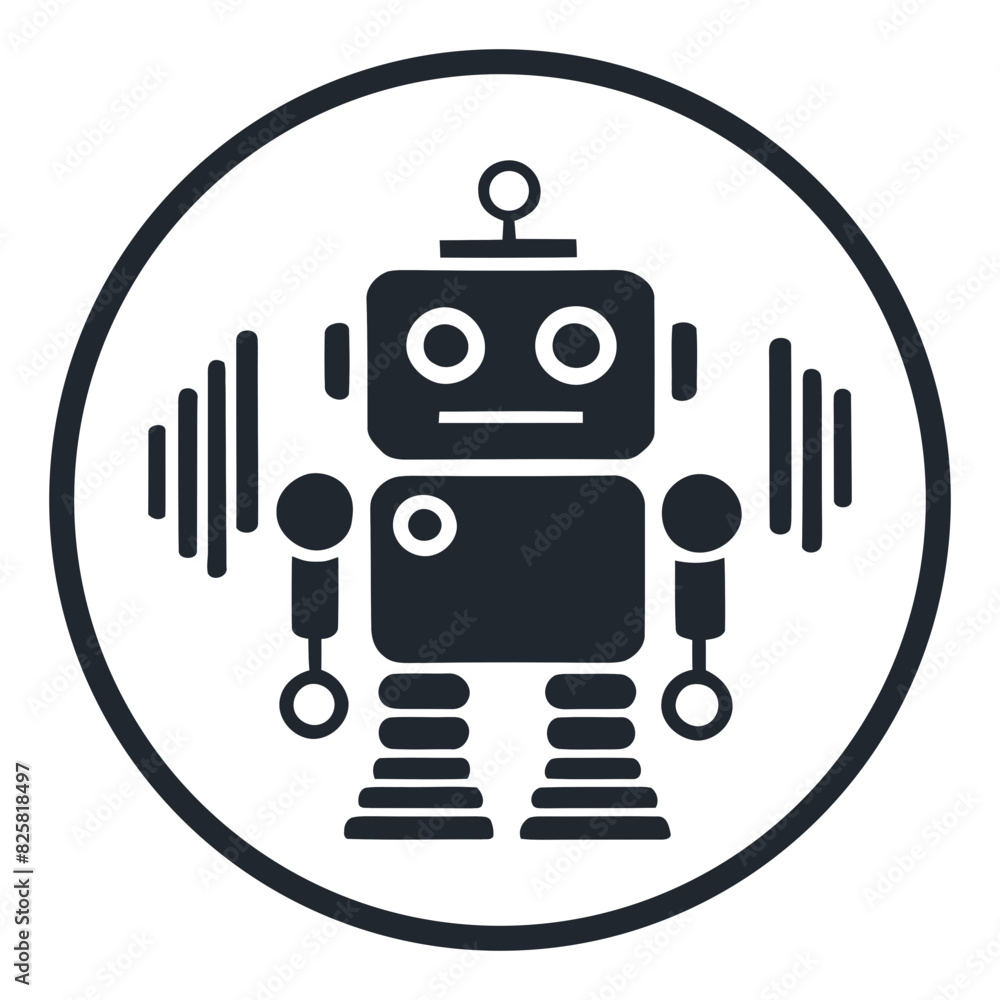 Robot vintage cartoon logo design