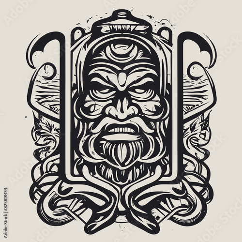 Obraz na płótnie Evil face with beard for vintage logo design w salonie
