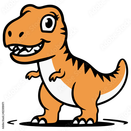 Cute dinosaur isolated on white  cartoon illustration