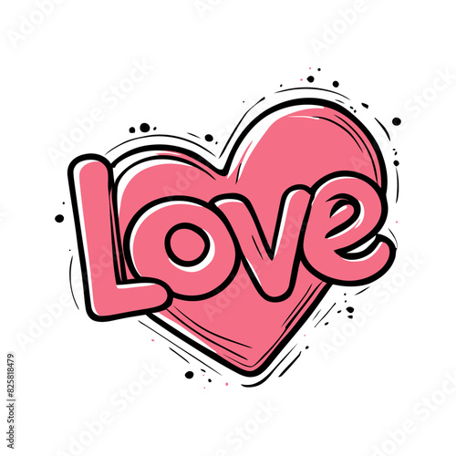 Obraz na płótnie Pink heart with Love text w salonie