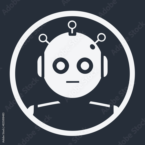 Obraz na płótnie Robot sticker in black and white, cartoon illustration w salonie