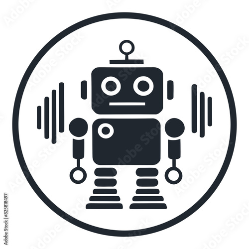 Obraz na płótnie Robot vintage cartoon logo design w salonie