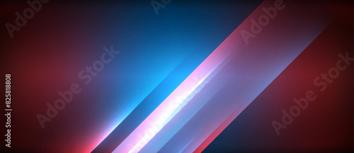 Neon dynamic diagonal light rays background. Techno digital geometric concept design for wallpaper, banner, presentation, background