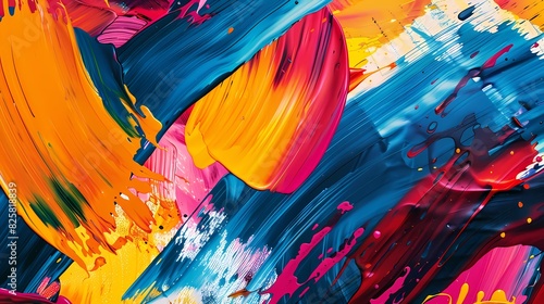Vibrant paint strokes blending harmoniously to create a dynamic and expressive abstract pattern