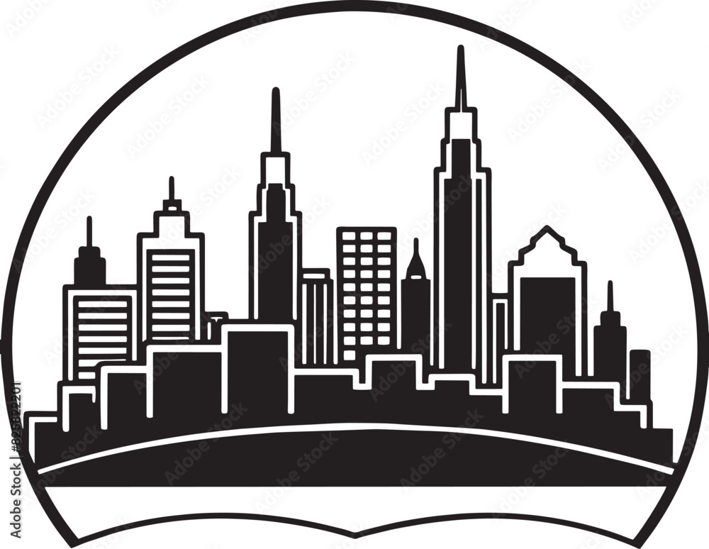city skyline logo silhouette black and white illustration