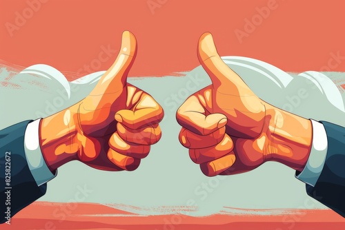 thumb uphand gesture vector illustration good great photo