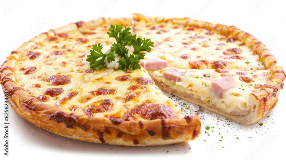 Delicious cheese pizza sliced and ready to serve Delicious cheese pizza sliced and ready to serve