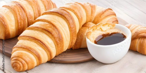 Medialunas: Croissant-like Pastries, Sweet or Savory, Perfect with Coffee or Mate on Wooden Table with Bokeh Lights Background