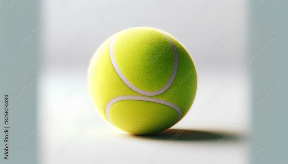 The photo of a tennis ball lying on the floor against a plain white background. The photo of a tennis ball lying on the floor against a plain white background.