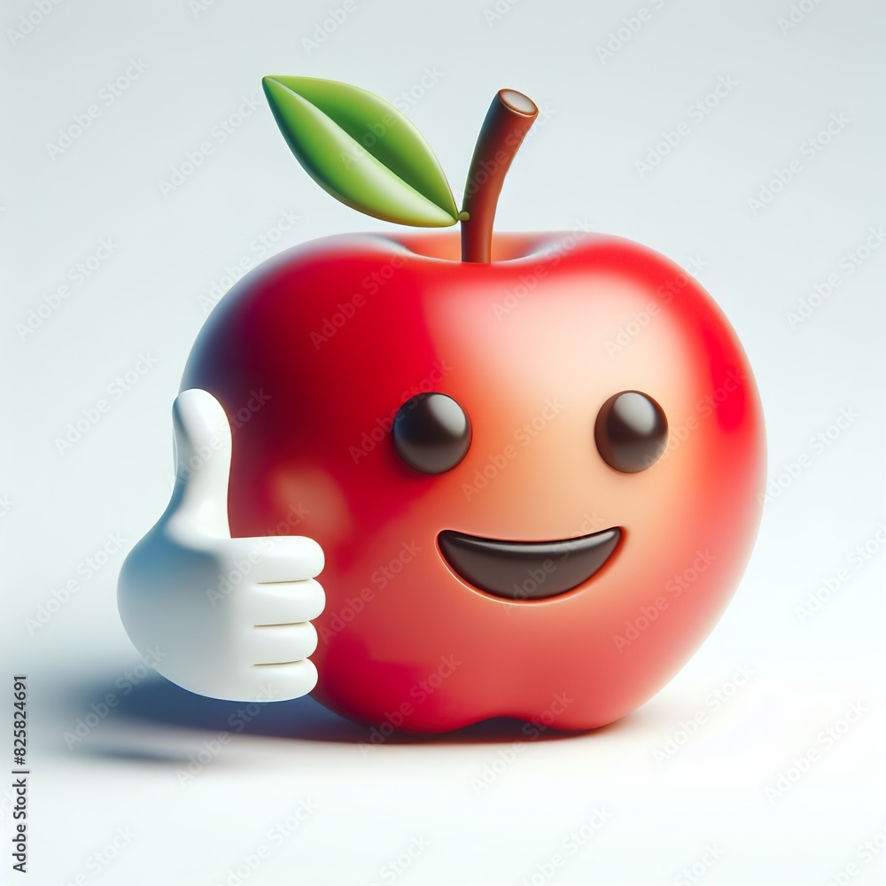 3D apple emoji thumbs up on a white background