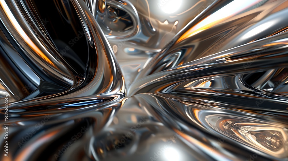 3D rendering of a smooth metal surface with a glossy finish.