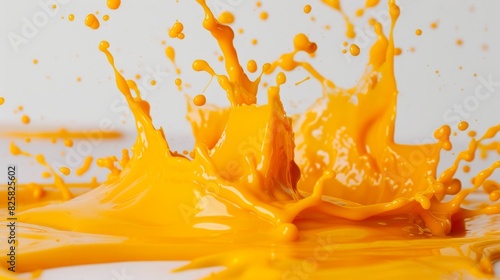 Vibrant orange paint splash on white background