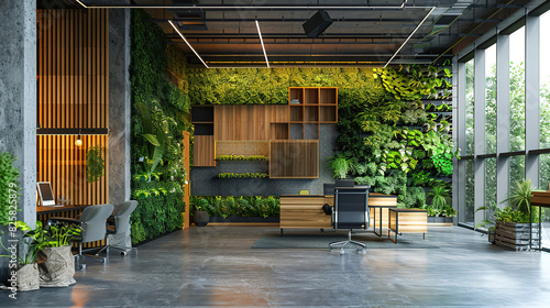 modern office spaces: Green environments with planted walls create a refreshing atmosphere #825825879