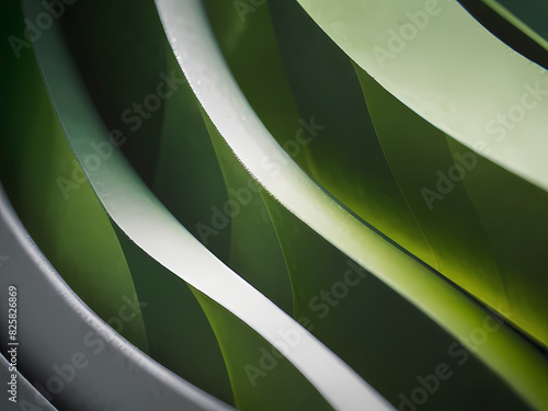 abstract pattern with curved lines and a monochromatic green palette
