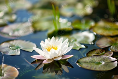 Wallpaper Mural beautiful white water lily flower in pond Torontodigital.ca